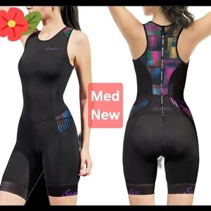 Santic Black Triathalon Cycling Suit MEDIUM Like New